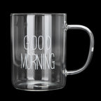 350ML Transparent Milk Coffee Mug with Handle Glass Water Cup Drinkware Kitchen UtensilWhite Letter