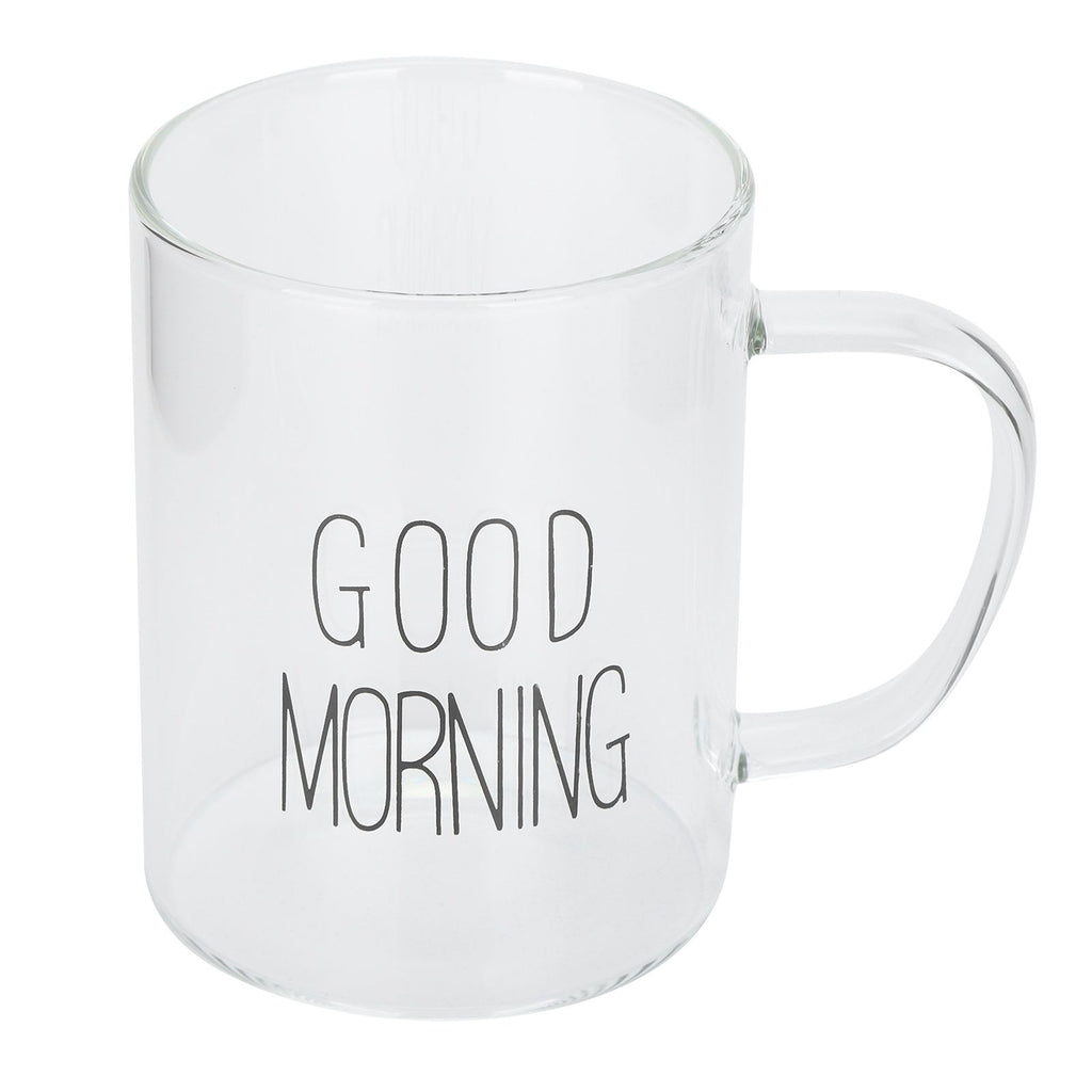350ML Transparent Milk Coffee Mug with Handle Glass Water Cup Drinkware Kitchen UtensilBlack Letter