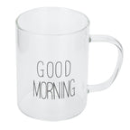 350ML Transparent Milk Coffee Mug with Handle Glass Water Cup Drinkware Kitchen UtensilBlack Letter