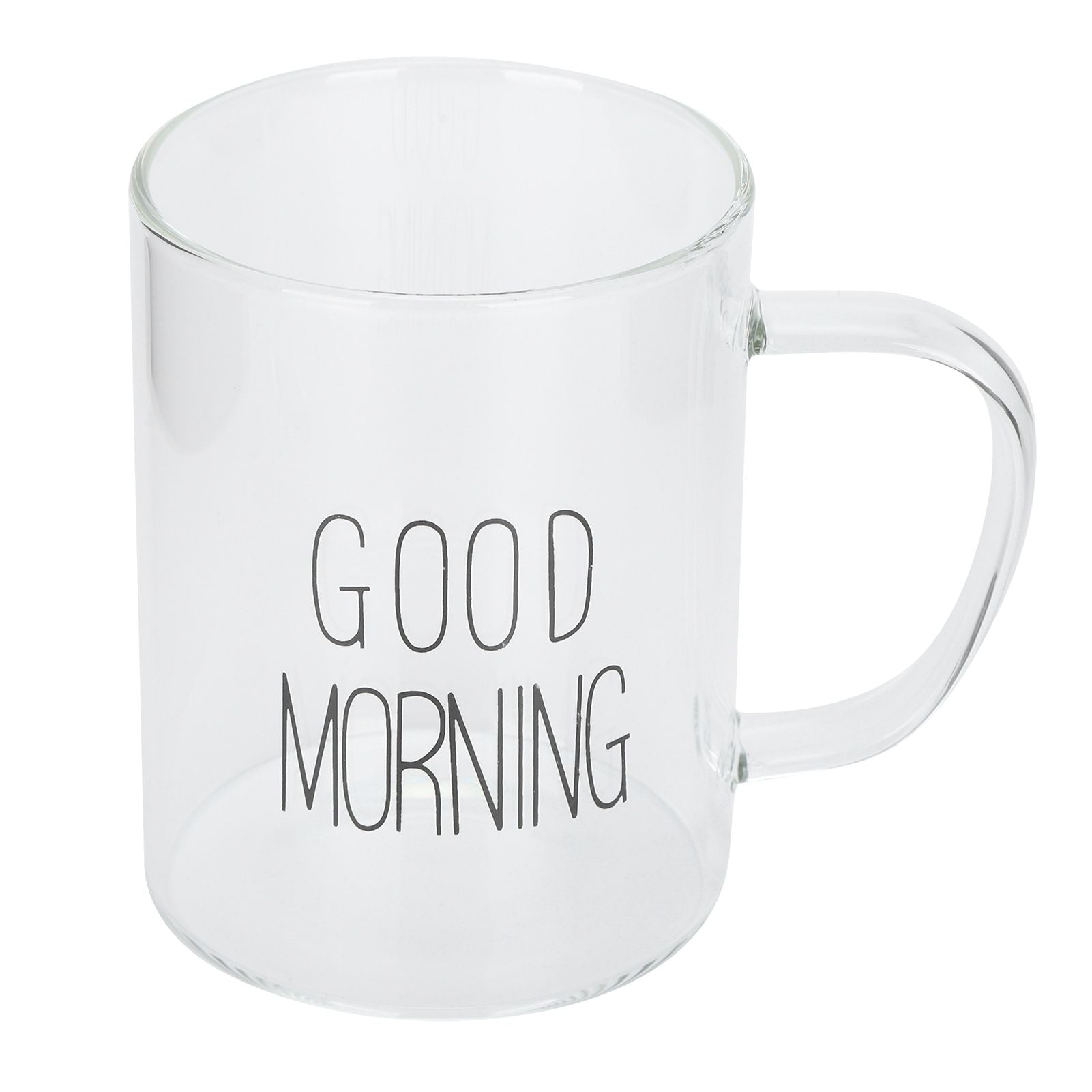 350ML Transparent Milk Coffee Mug with Handle Glass Water Cup Drinkware Kitchen UtensilBlack Letter