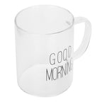 350ML Transparent Milk Coffee Mug with Handle Glass Water Cup Drinkware Kitchen UtensilBlack Letter