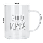350ML Transparent Milk Coffee Mug with Handle Glass Water Cup Drinkware Kitchen UtensilBlack Letter