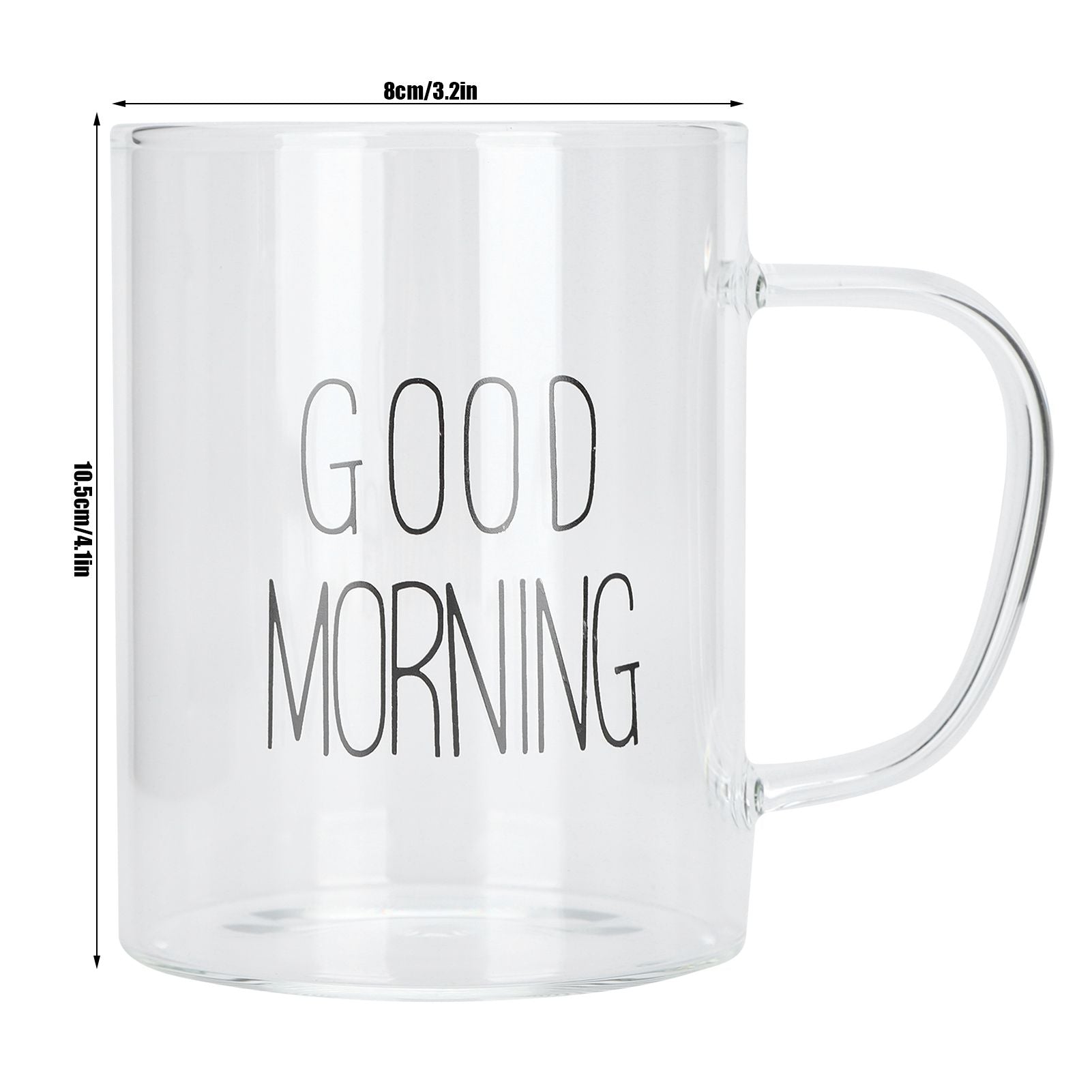 350ML Transparent Milk Coffee Mug with Handle Glass Water Cup Drinkware Kitchen UtensilBlack Letter
