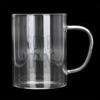 350ML Transparent Milk Coffee Mug with Handle Glass Water Cup Drinkware Kitchen UtensilBlack Letter