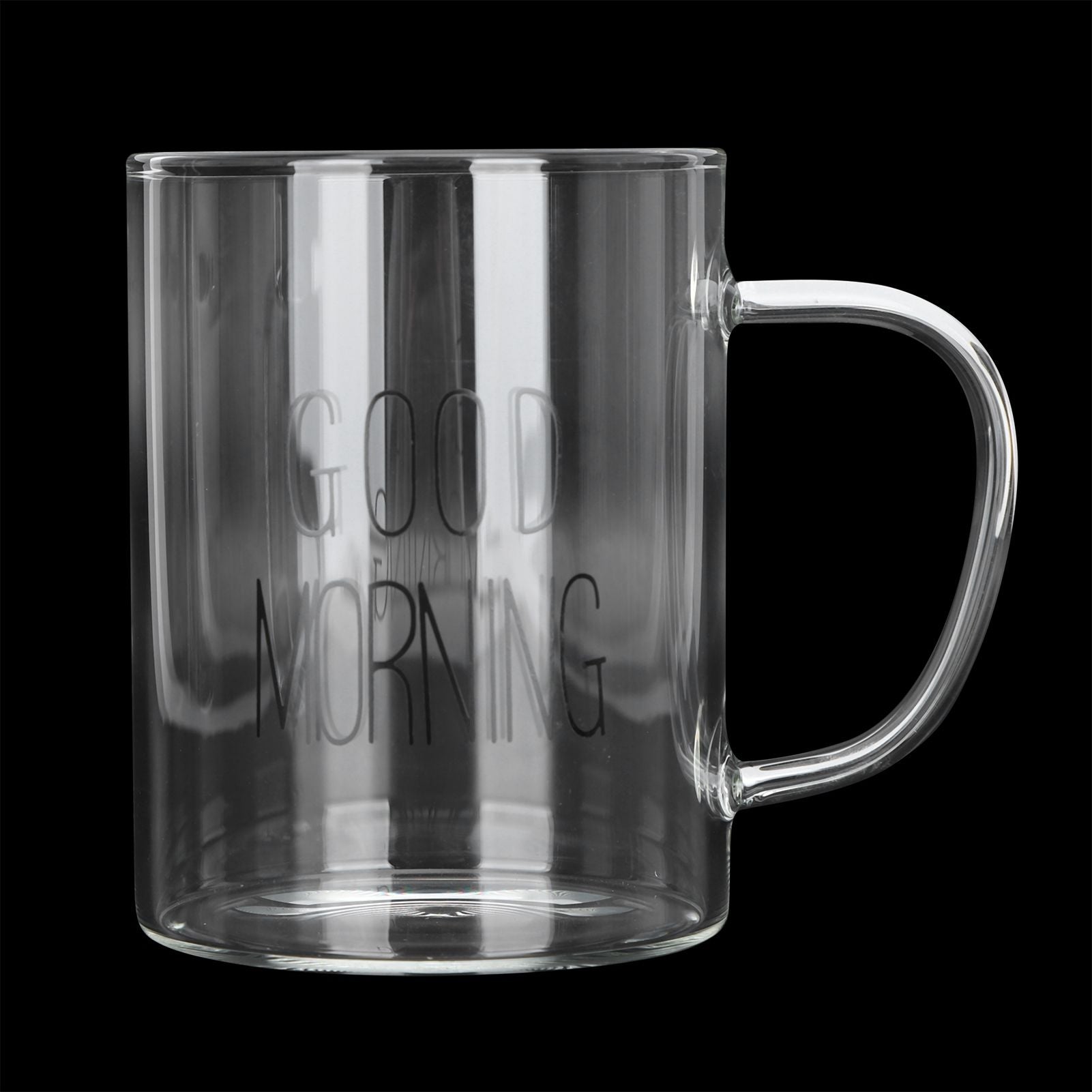 350ML Transparent Milk Coffee Mug with Handle Glass Water Cup Drinkware Kitchen UtensilBlack Letter