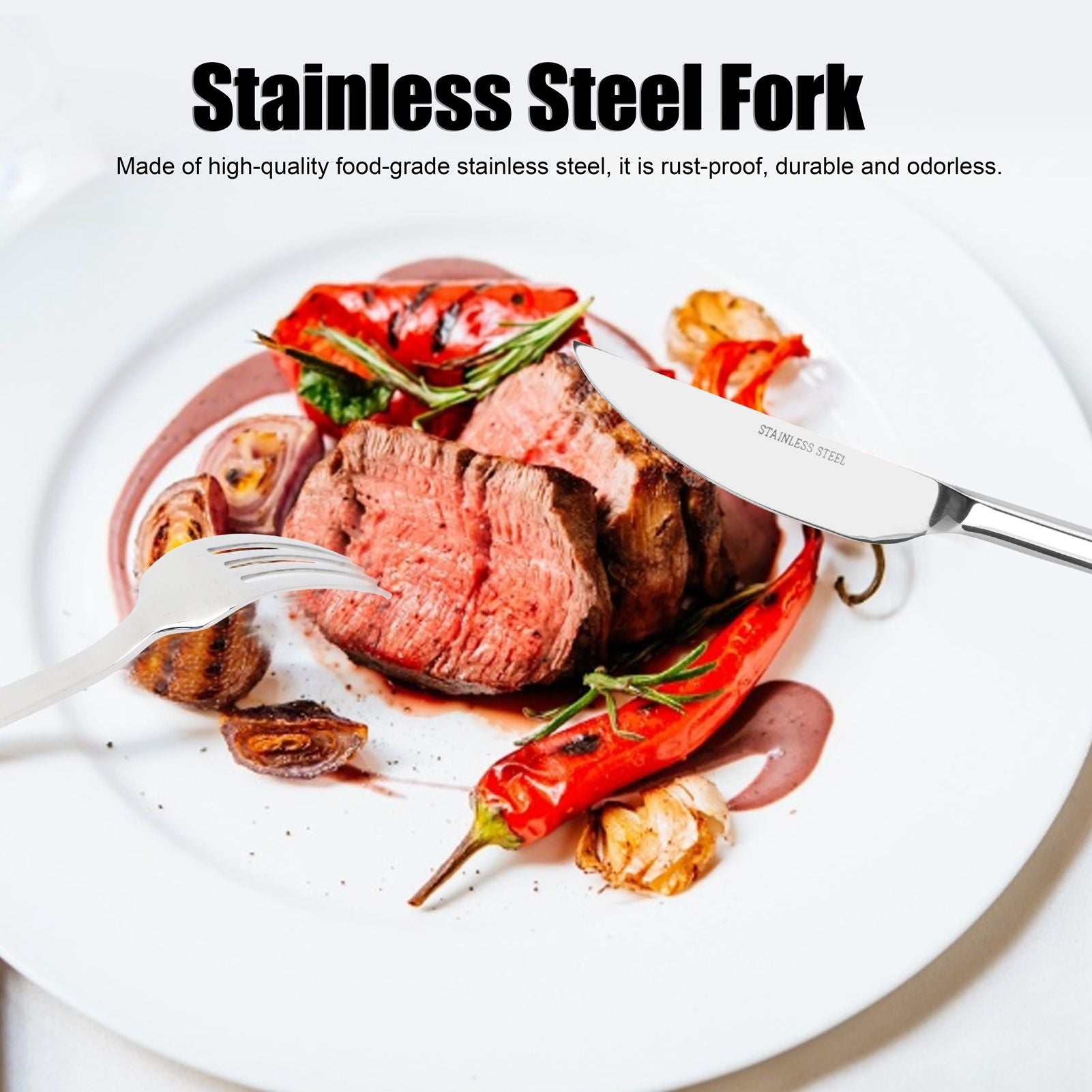 12Pcs 316 Stainless Steel Fork Dinner Fork Set Supplies for Kitchen Dining Room Daily Use