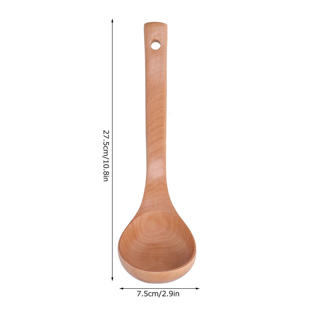 Soup Wooden Spoon with Hanging Hole Long Handle Lightweight 27.5x7.5cm/10.8x2.9in
