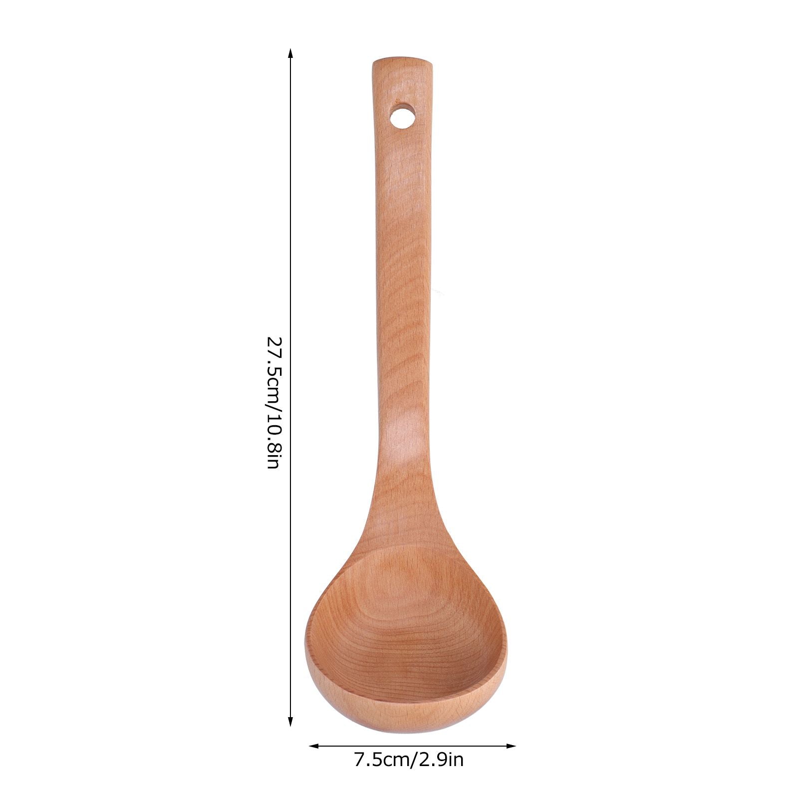 Soup Wooden Spoon with Hanging Hole Long Handle Lightweight 27.5x7.5cm/10.8x2.9in