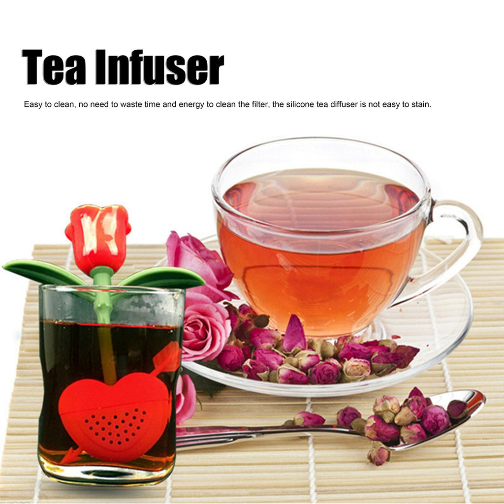 Rose Shaped Tea Strainer Silicone Loose Leaf Tea Infuser Filter Gift for Home Office Supplies