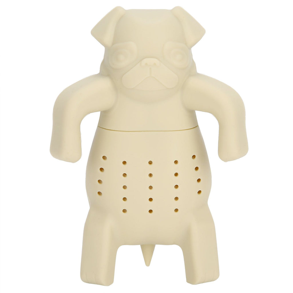 Cute Dog Shape Tea Strainer Silicone Tea Leaf Infuser Filter for Home Office Use Beige