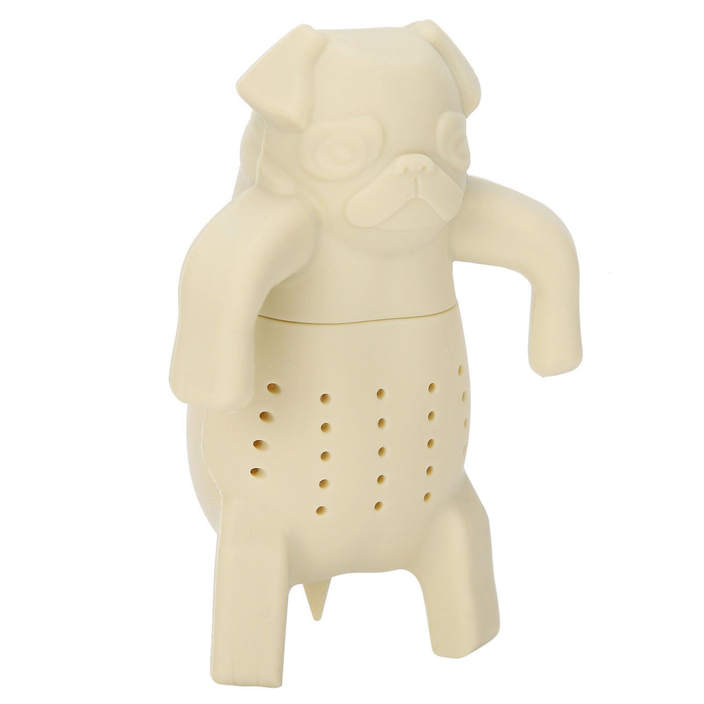 Cute Dog Shape Tea Strainer Silicone Tea Leaf Infuser Filter for Home Office Use Beige