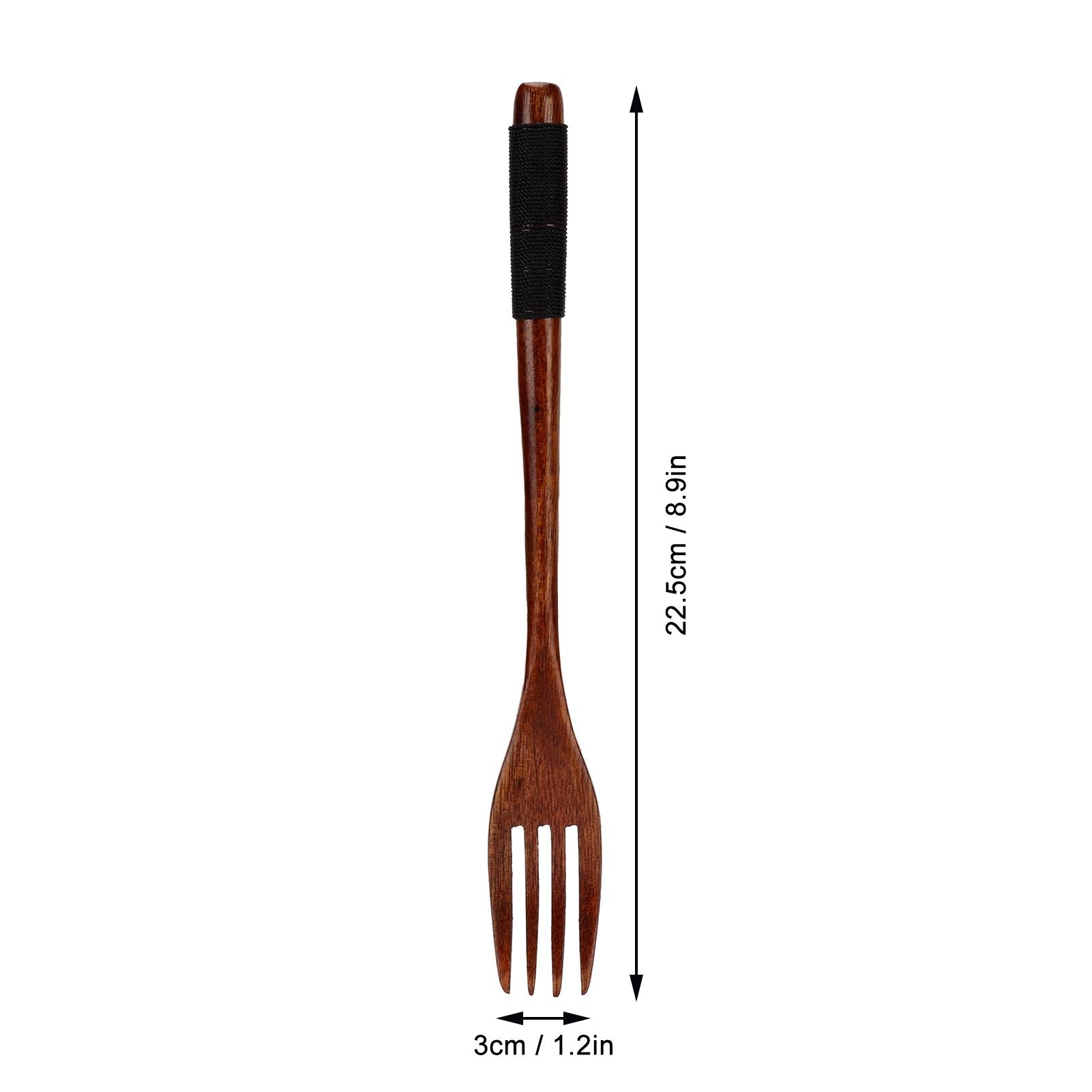 Japanese Wooden Fork Kitchen Tableware Cutlery for Barbecue Picnic Camping Parties