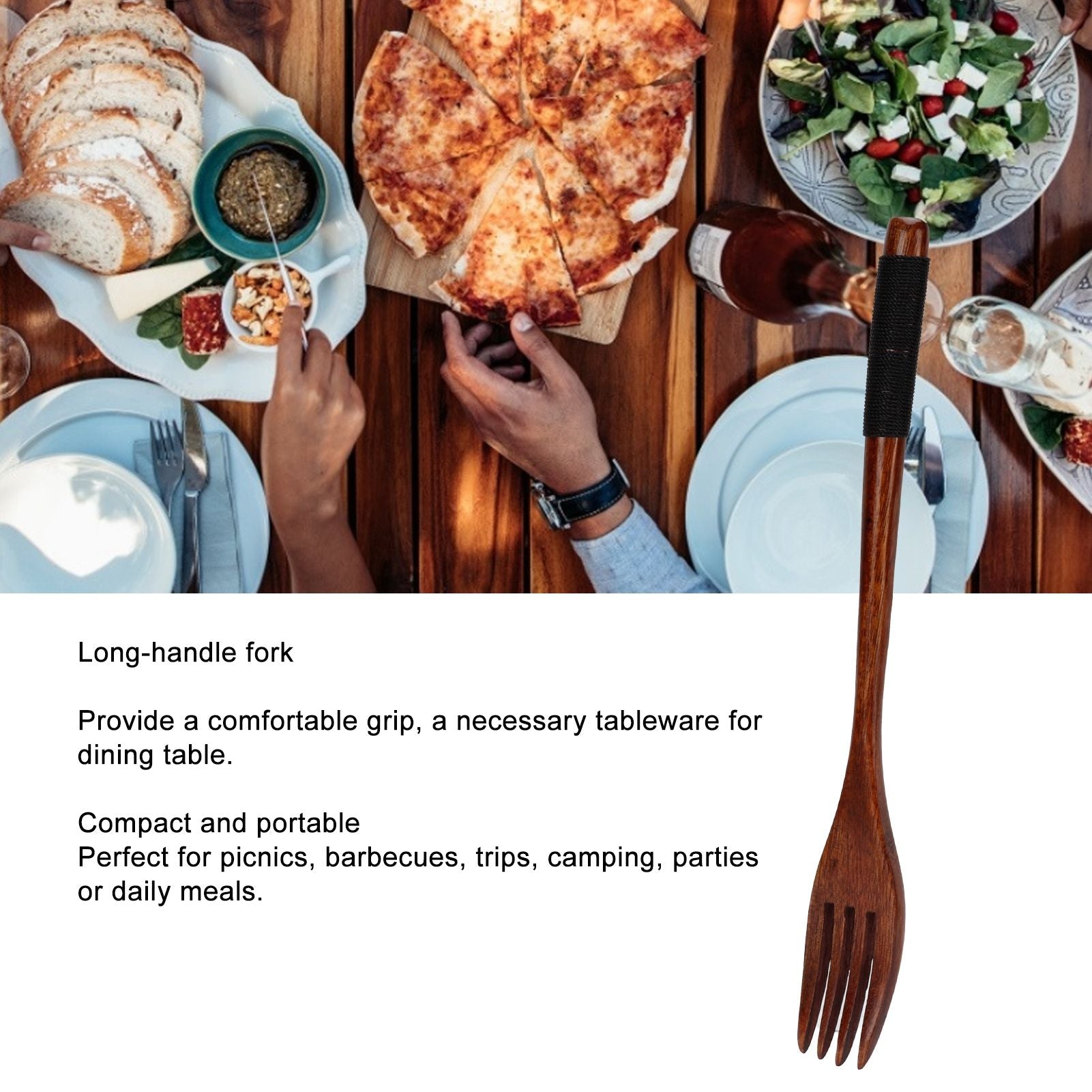 Japanese Wooden Fork Kitchen Tableware Cutlery for Barbecue Picnic Camping Parties