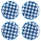 4PCS 9in Salad Plate Fruit Plate Dessert Cake Dishes Pastry Tray Tableware DecorationDark Blue Grid