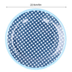 4PCS 9in Salad Plate Fruit Plate Dessert Cake Dishes Pastry Tray Tableware DecorationDark Blue Grid