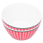 4PCS 6in Salad Bowl Dinner Serving Bowl Sets Kitchen Imitation Porcelain DinnerwareRed Grids
