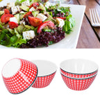 4PCS 6in Salad Bowl Dinner Serving Bowl Sets Kitchen Imitation Porcelain DinnerwareRed Grids