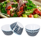 4PCS 6in Salad Bowl Dinner Serving Bowl Sets Kitchen Imitation Porcelain DinnerwareDark Blue Dots