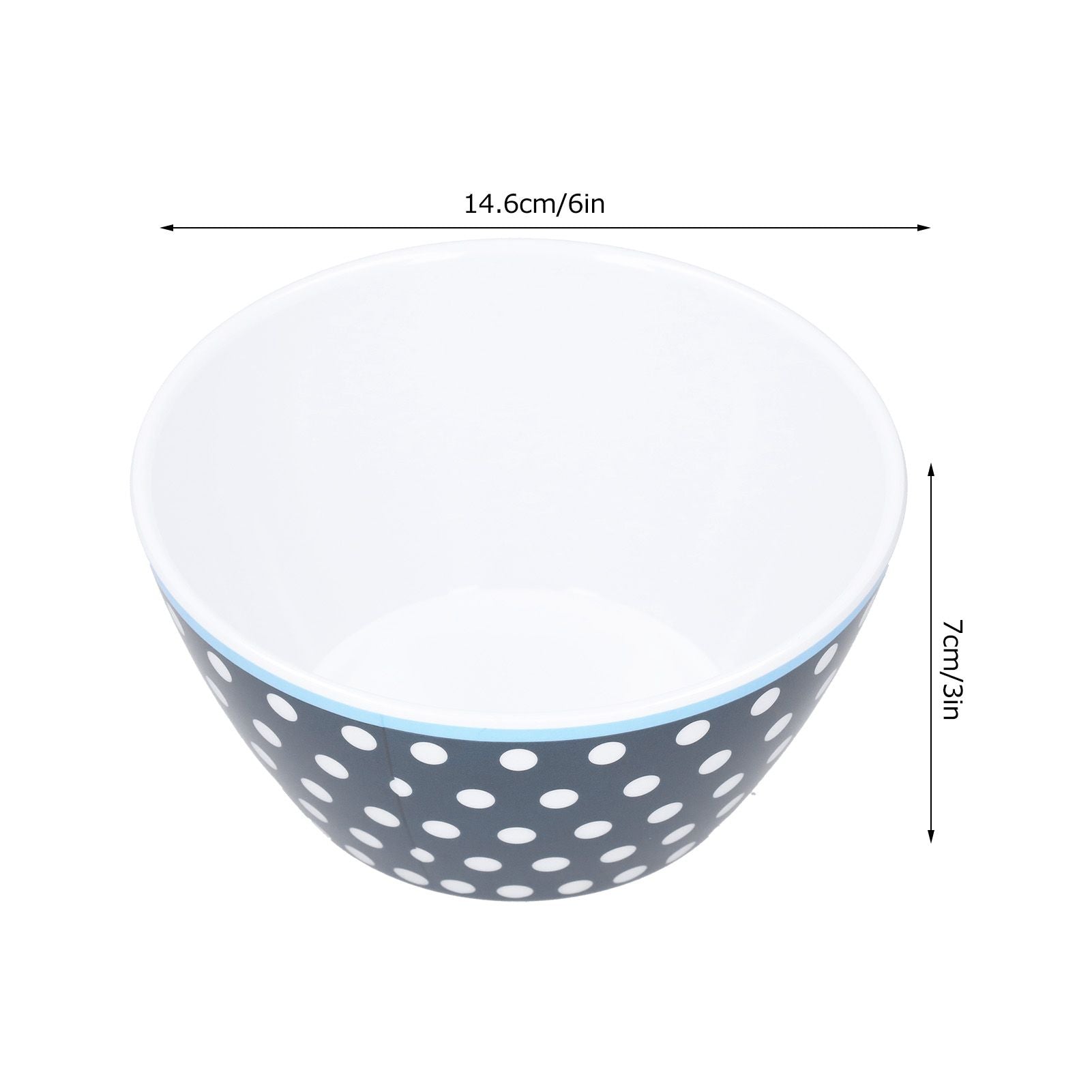 4PCS 6in Salad Bowl Dinner Serving Bowl Sets Kitchen Imitation Porcelain DinnerwareDark Blue Dots