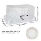 10pcs 2‑Grid Cake Packaging Box with Ribbon Transparent Cake Packaging Container