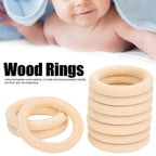 20Pcs Wood Baby Natural Teething Rings DIY Jewelry Circle Pendant Craft Making Accessory70mm