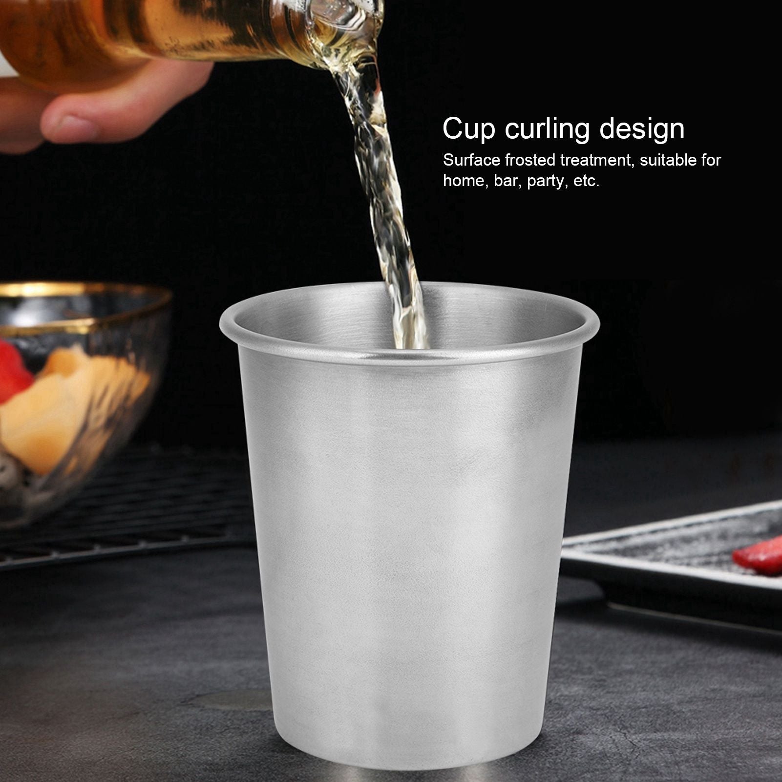 Water Cup Portable Non Slip 304 Stainless Steel Beer Wine Mug Drinkware for Home Use(230ml )