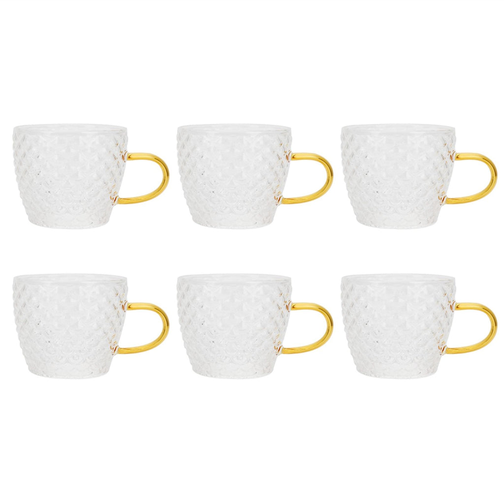 6Pcs Heat Resistant Glass Cup Tea Cup with Handle Tea Set Accessories for Home Tea House
