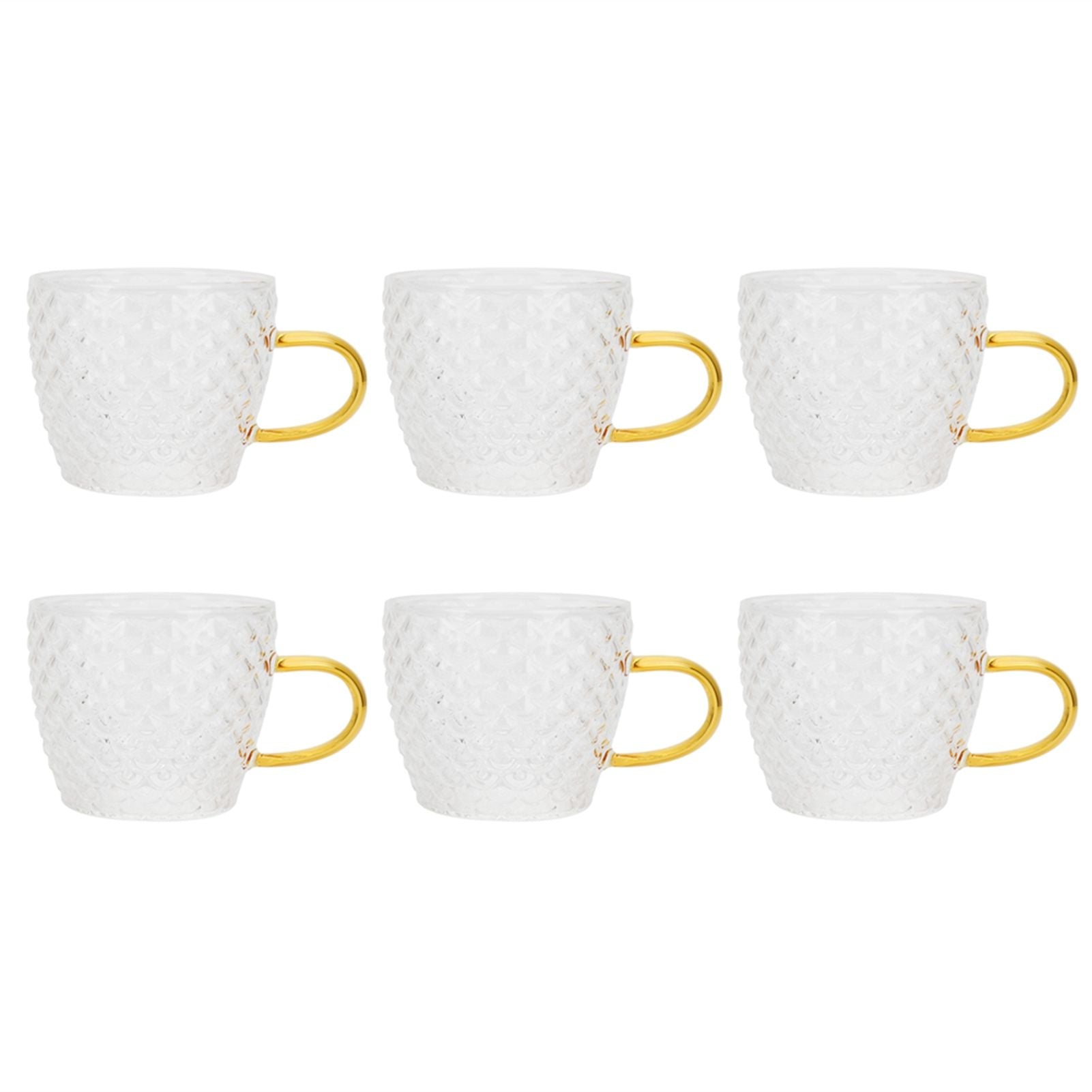 6Pcs Heat Resistant Glass Cup Tea Cup with Handle Tea Set Accessories for Home Tea House