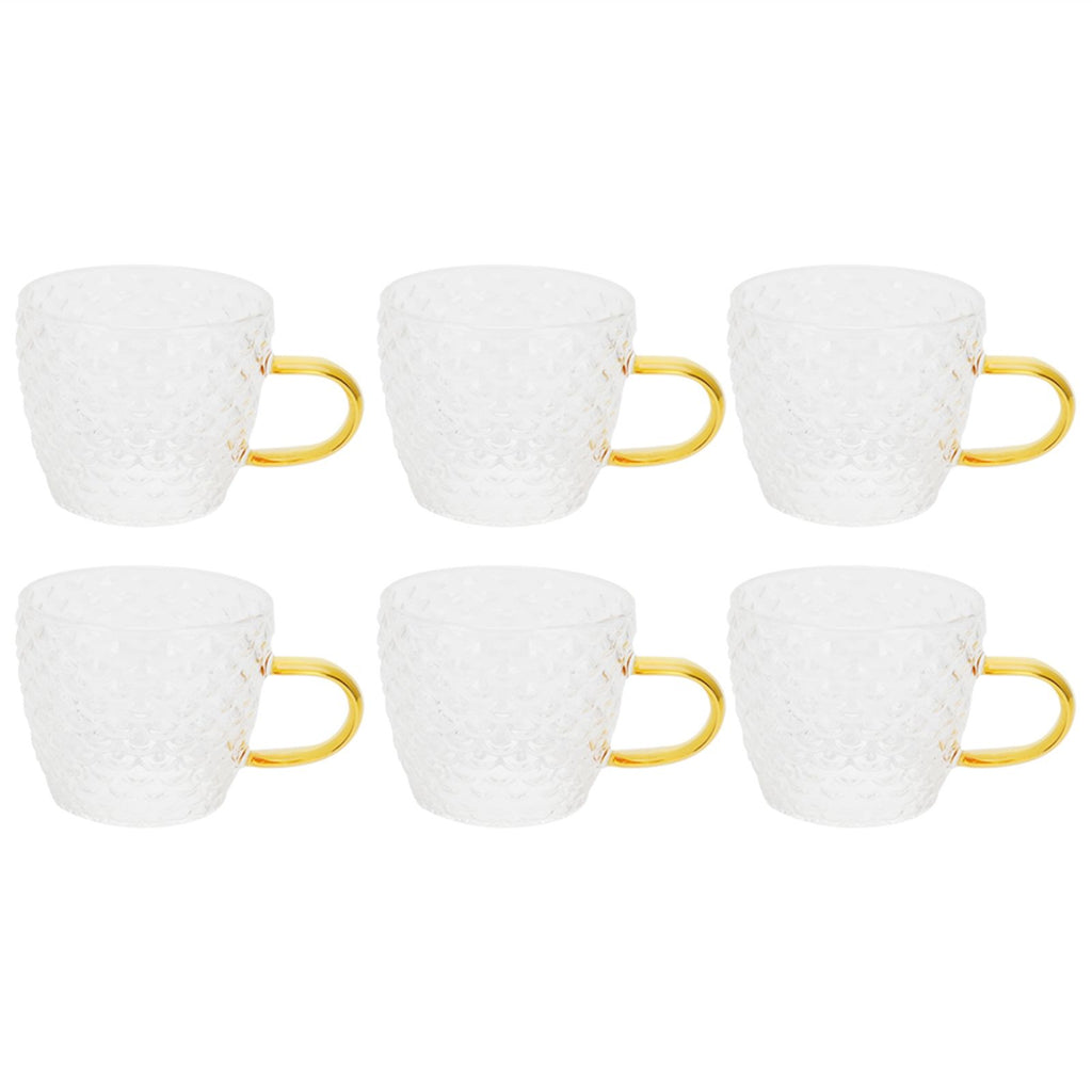 6Pcs Heat Resistant Glass Cup Tea Cup with Handle Tea Set Accessories for Home Tea House