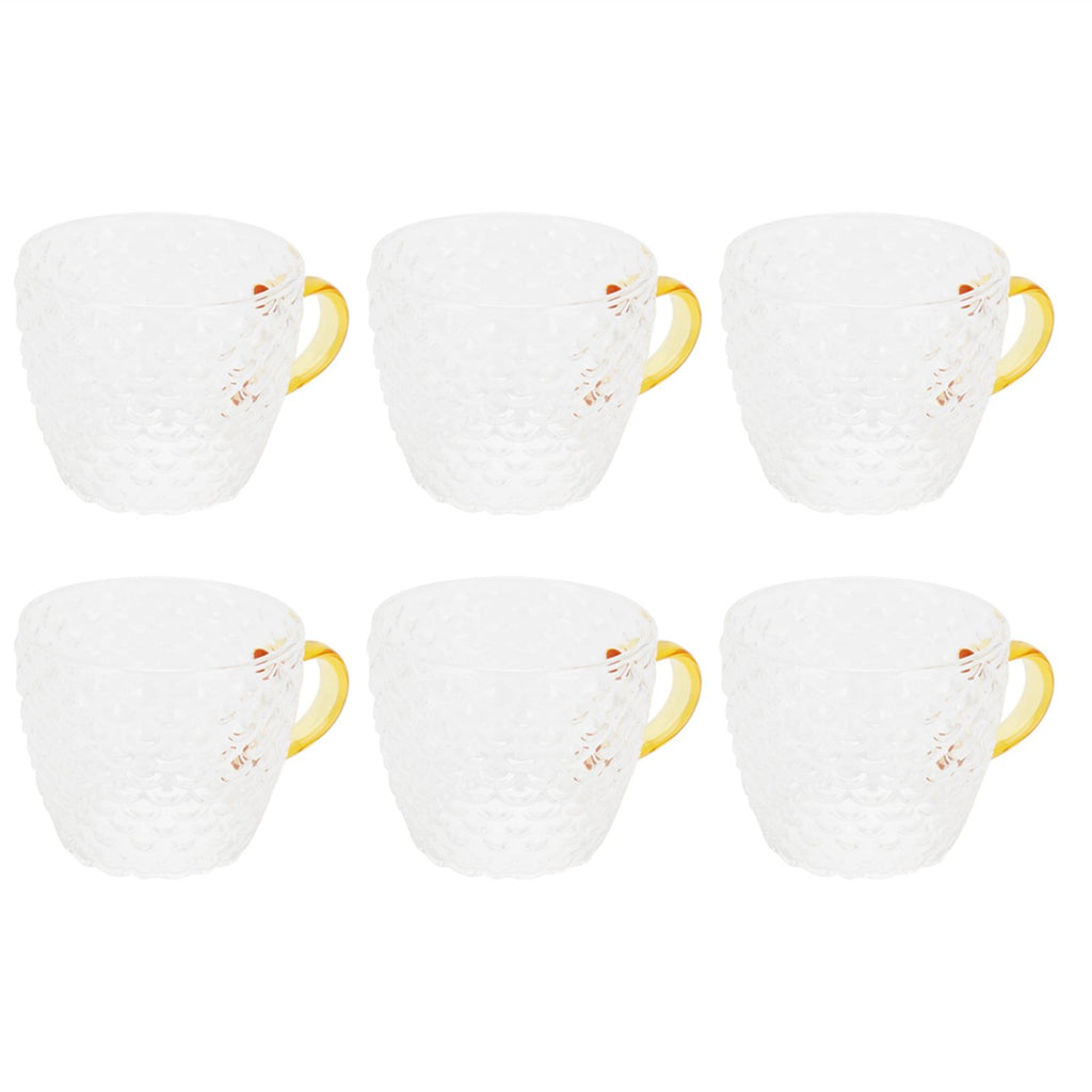 6Pcs Heat Resistant Glass Cup Tea Cup with Handle Tea Set Accessories for Home Tea House