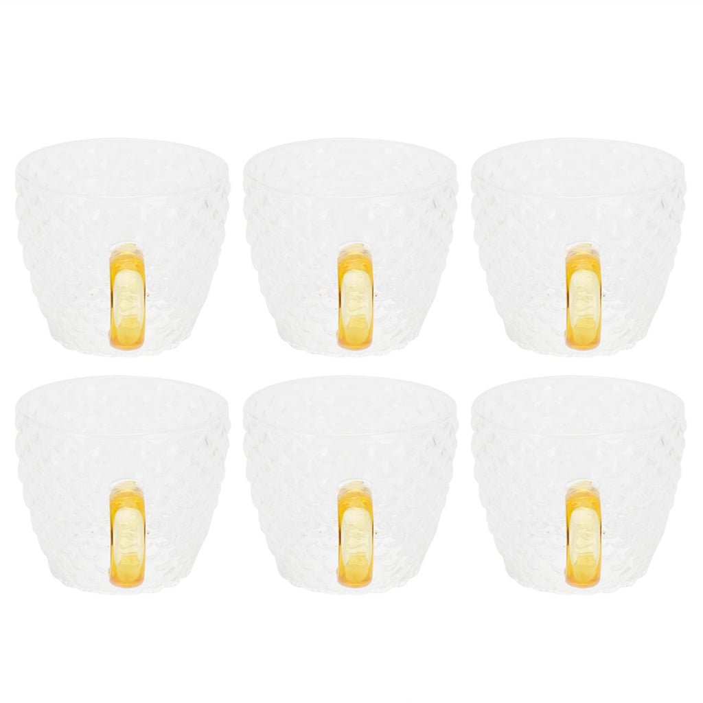 6Pcs Heat Resistant Glass Cup Tea Cup with Handle Tea Set Accessories for Home Tea House