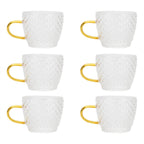 6Pcs Heat Resistant Glass Cup Tea Cup with Handle Tea Set Accessories for Home Tea House