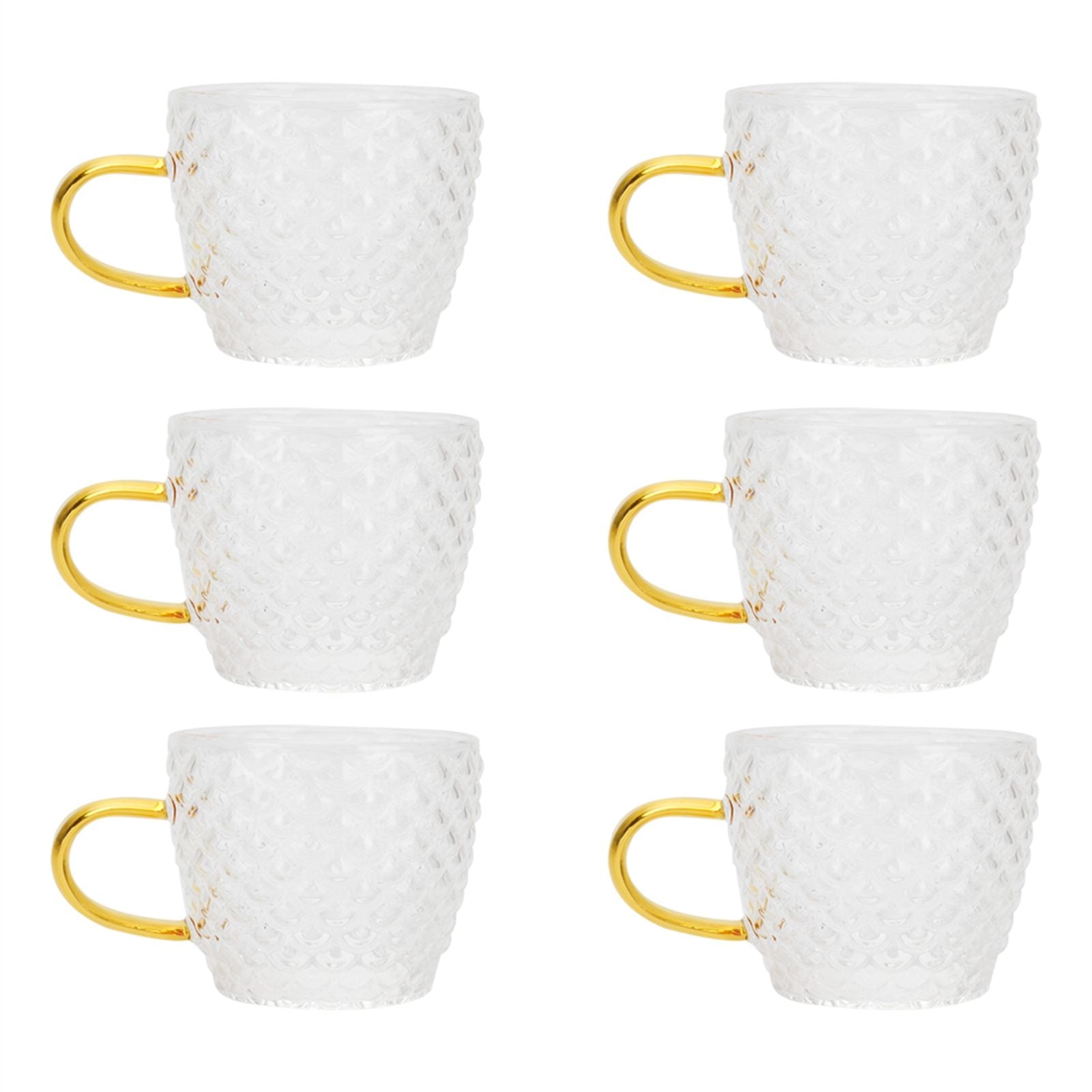 6Pcs Heat Resistant Glass Cup Tea Cup with Handle Tea Set Accessories for Home Tea House