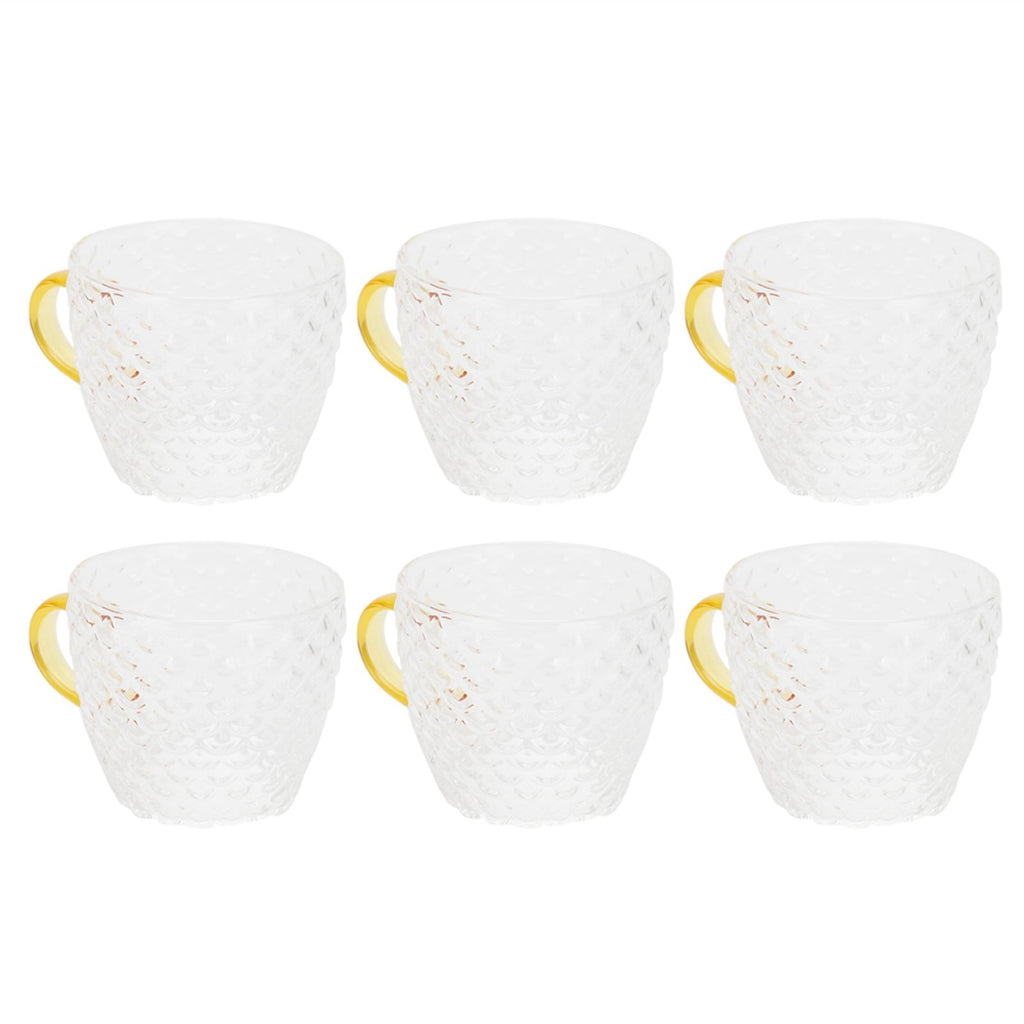 6Pcs Heat Resistant Glass Cup Tea Cup with Handle Tea Set Accessories for Home Tea House