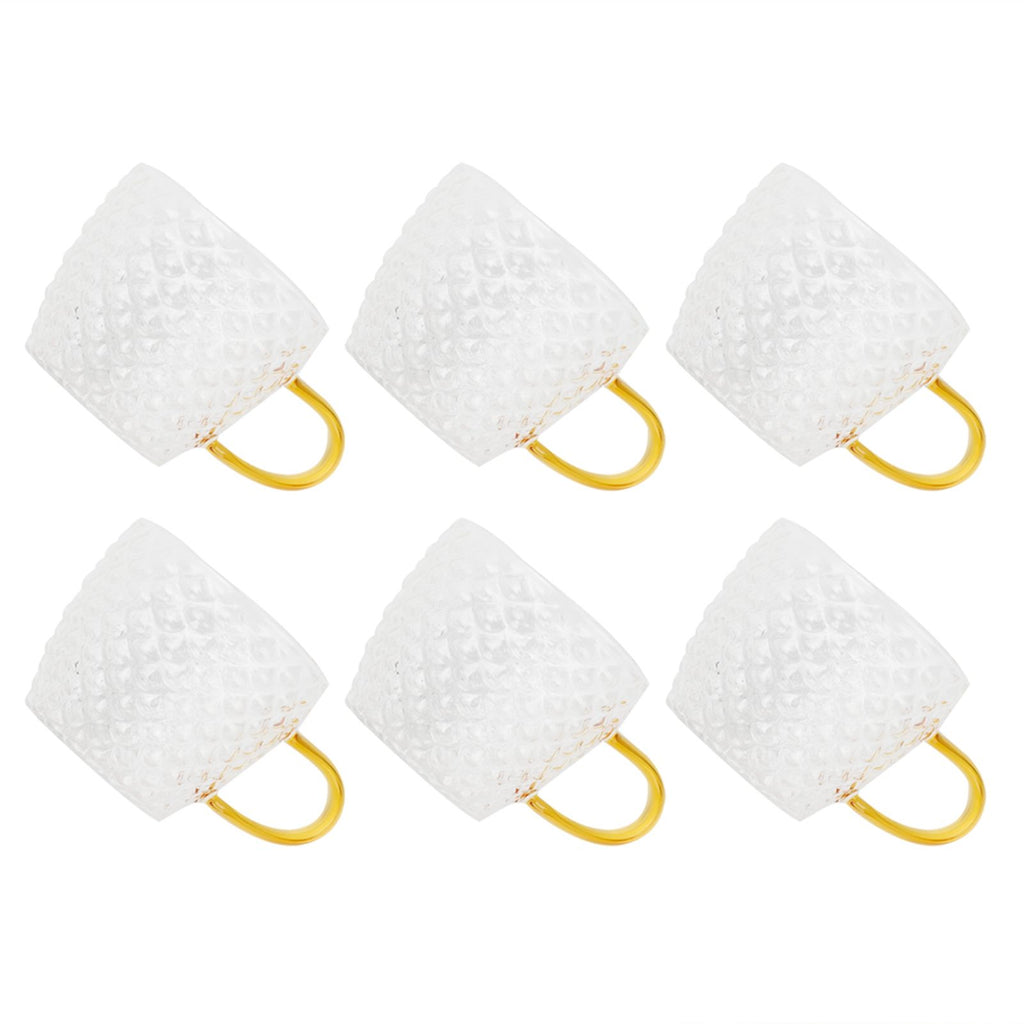6Pcs Heat Resistant Glass Cup Tea Cup with Handle Tea Set Accessories for Home Tea House
