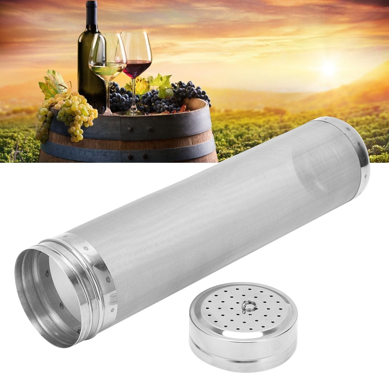50 Mesh Stainless Steel Homebrew Beer Filter Brewing Filter Barrel Useful Tool for Kegs