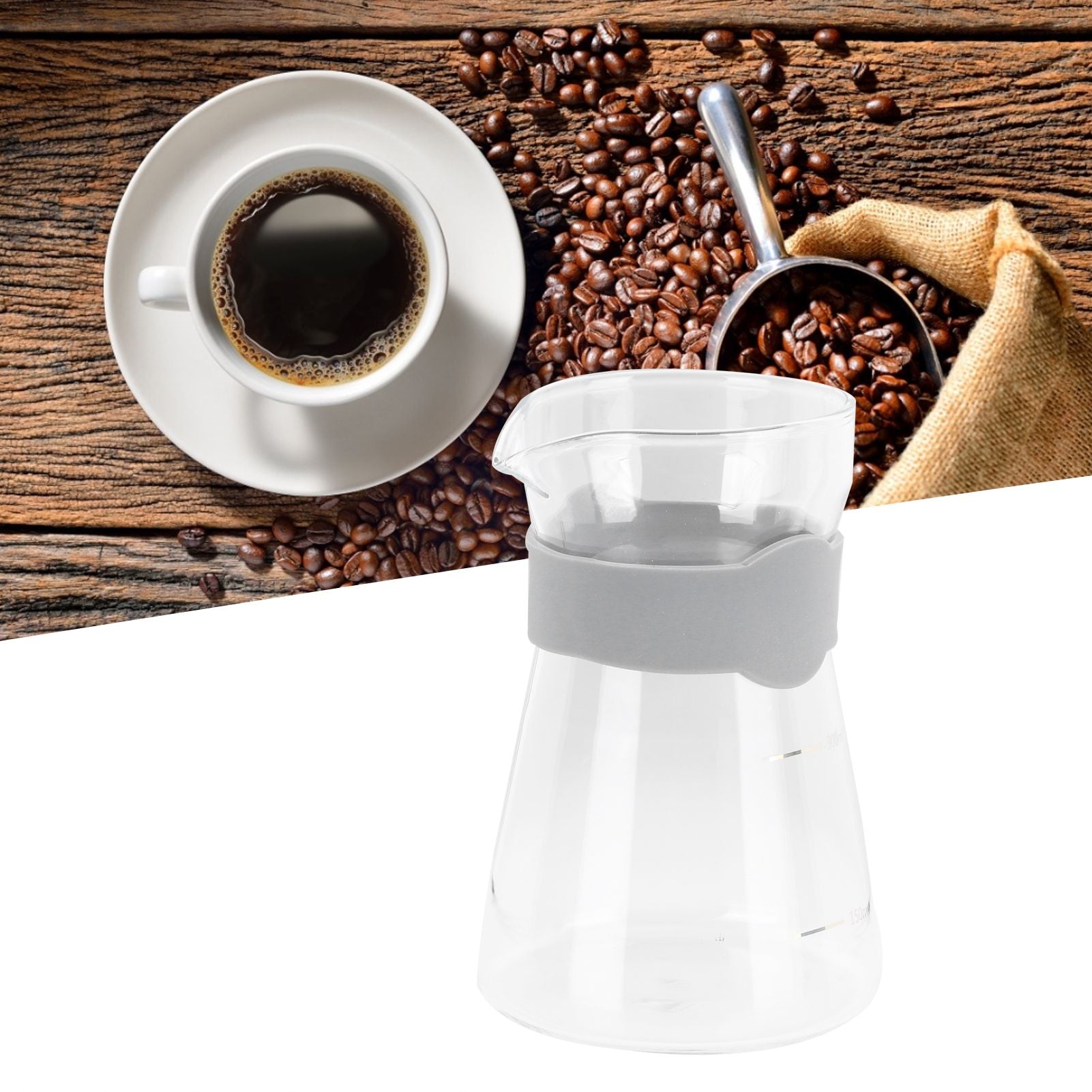 Home Coffee Pot High Borosilicate Glass Pour Over Coffee Maker Kettle with Scales(Transparent )