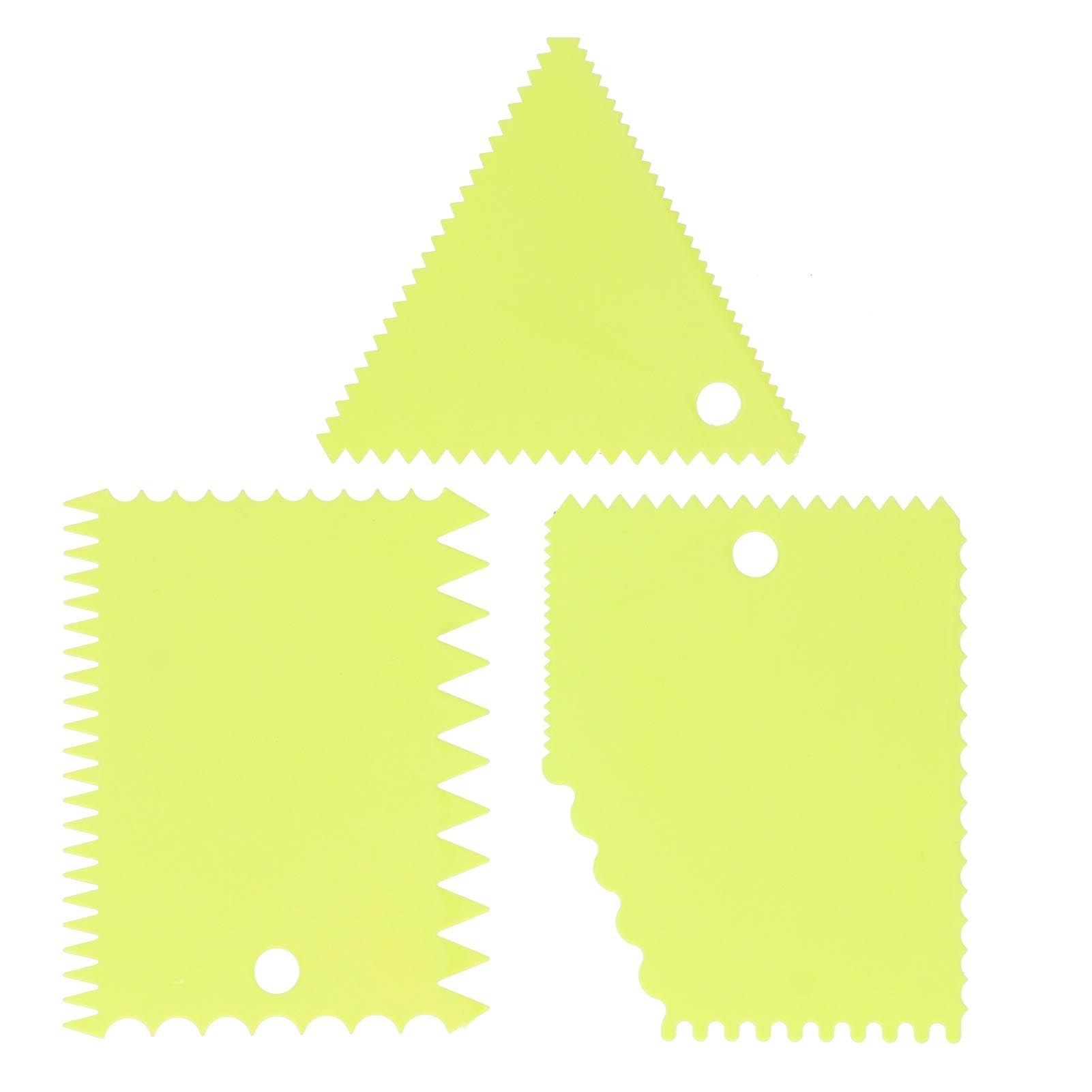 3PCS/Set Cake Cream Scraper Pasty Cutters Scraper Irregular Teeth Edge DIY SmootherGreen