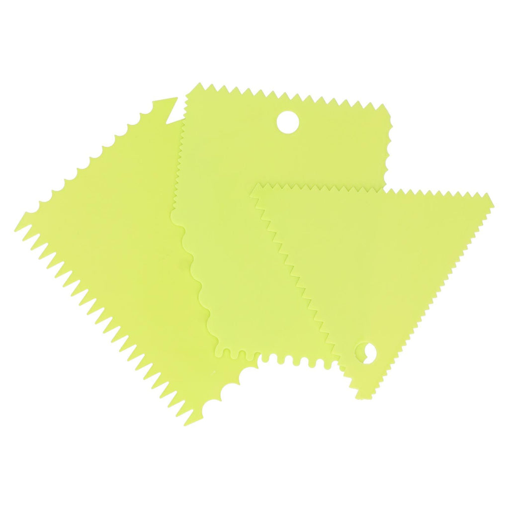 3PCS/Set Cake Cream Scraper Pasty Cutters Scraper Irregular Teeth Edge DIY SmootherGreen
