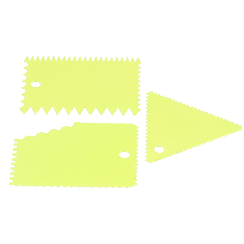 3PCS/Set Cake Cream Scraper Pasty Cutters Scraper Irregular Teeth Edge DIY SmootherGreen
