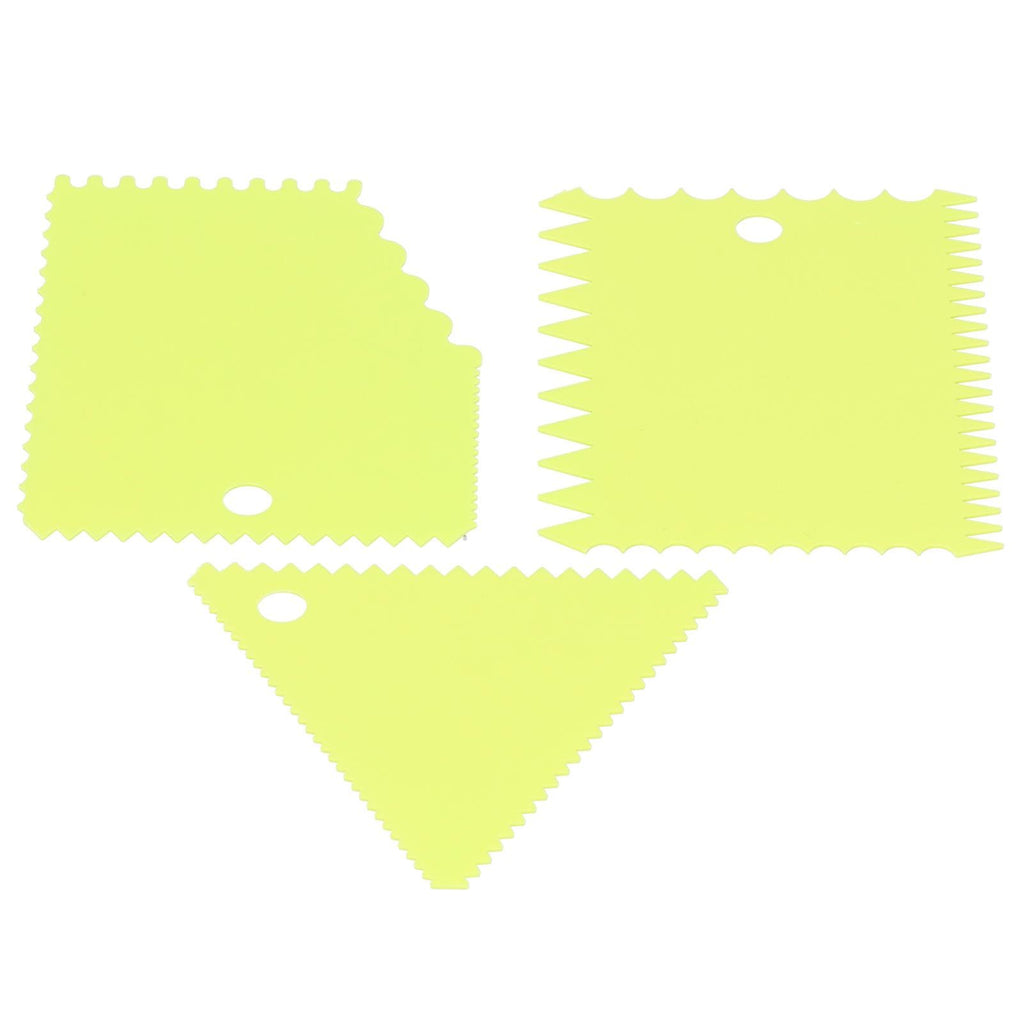 3PCS/Set Cake Cream Scraper Pasty Cutters Scraper Irregular Teeth Edge DIY SmootherGreen