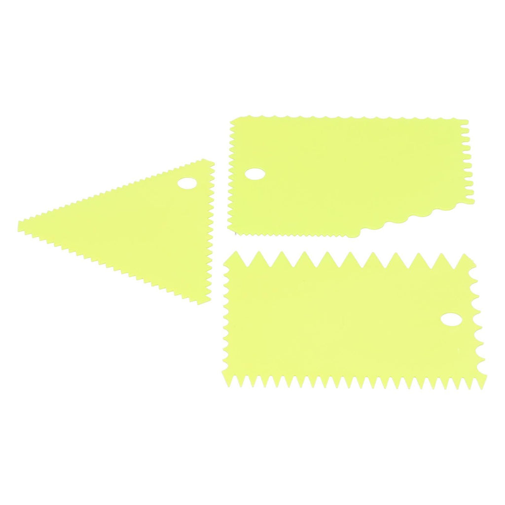 3PCS/Set Cake Cream Scraper Pasty Cutters Scraper Irregular Teeth Edge DIY SmootherGreen