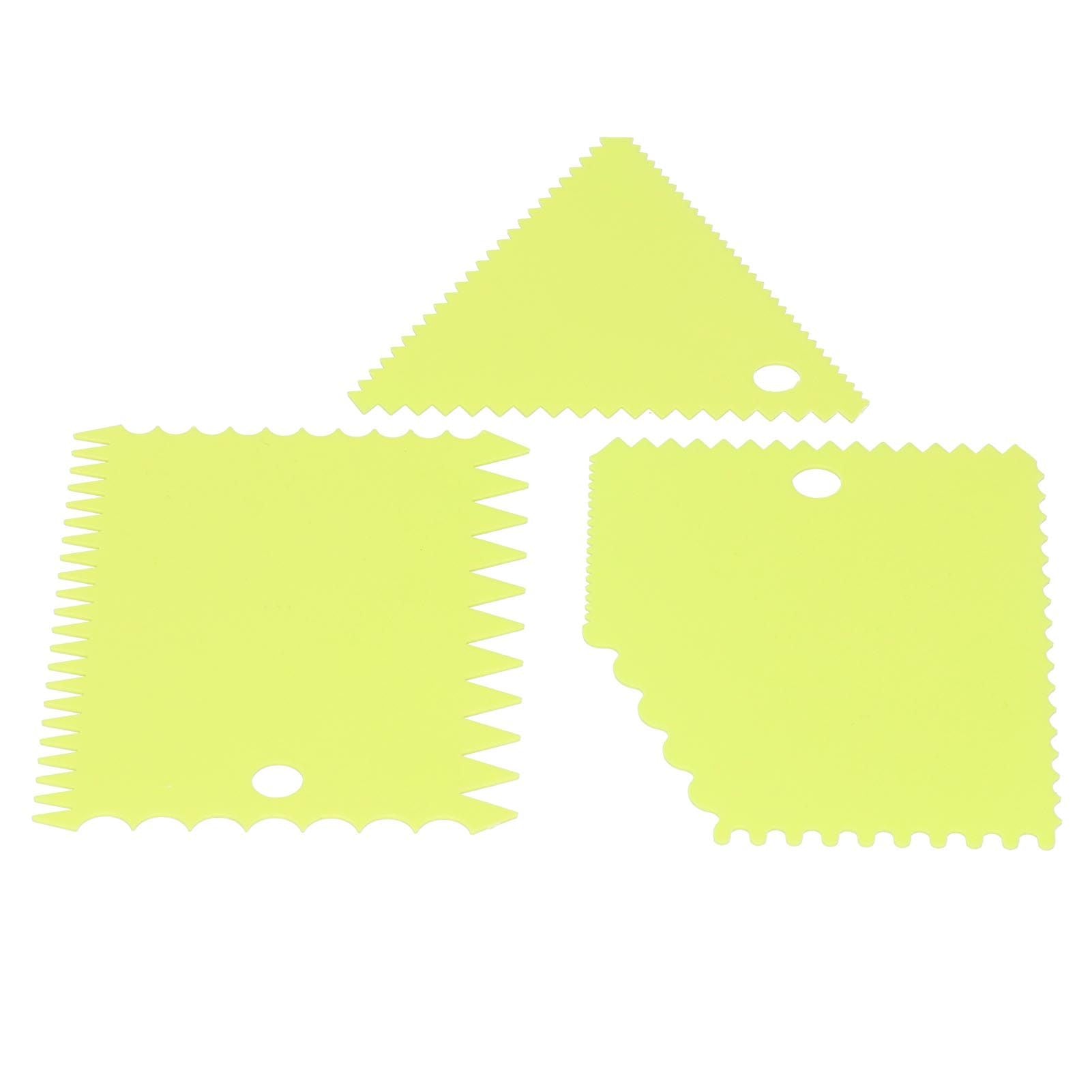 3PCS/Set Cake Cream Scraper Pasty Cutters Scraper Irregular Teeth Edge DIY SmootherGreen