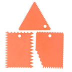 3PCS/Set Cake Cream Scraper Pasty Cutters Scraper Irregular Teeth Edge DIY SmootherOrange