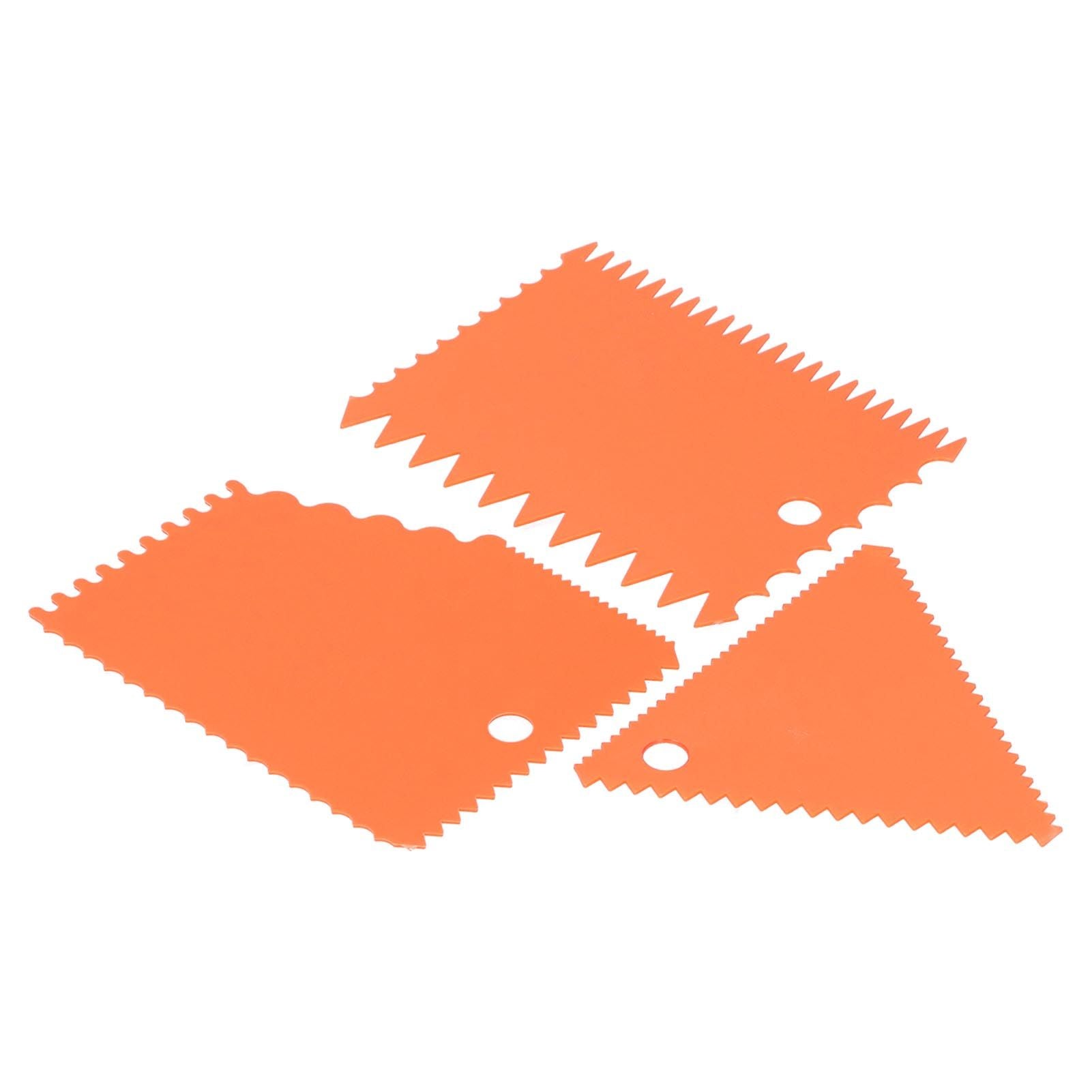 3PCS/Set Cake Cream Scraper Pasty Cutters Scraper Irregular Teeth Edge DIY SmootherOrange