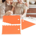 3PCS/Set Cake Cream Scraper Pasty Cutters Scraper Irregular Teeth Edge DIY SmootherOrange