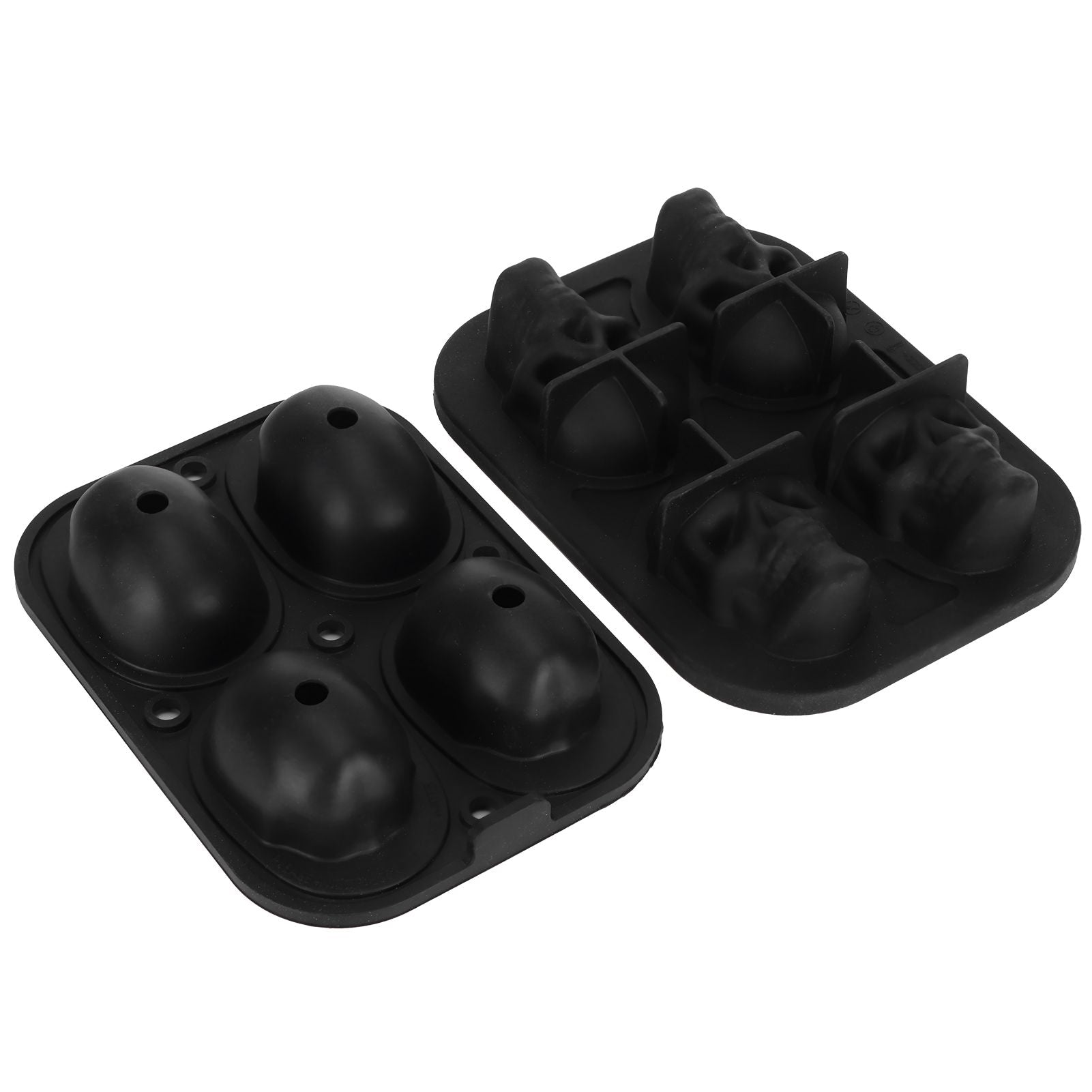 4‑Gird Skull Shape Ice Tray Halloween Ice Cream Silicone Mold with 2 Funnels for Kitchen