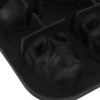 4‑Gird Skull Shape Ice Tray Halloween Ice Cream Silicone Mold with 2 Funnels for Kitchen