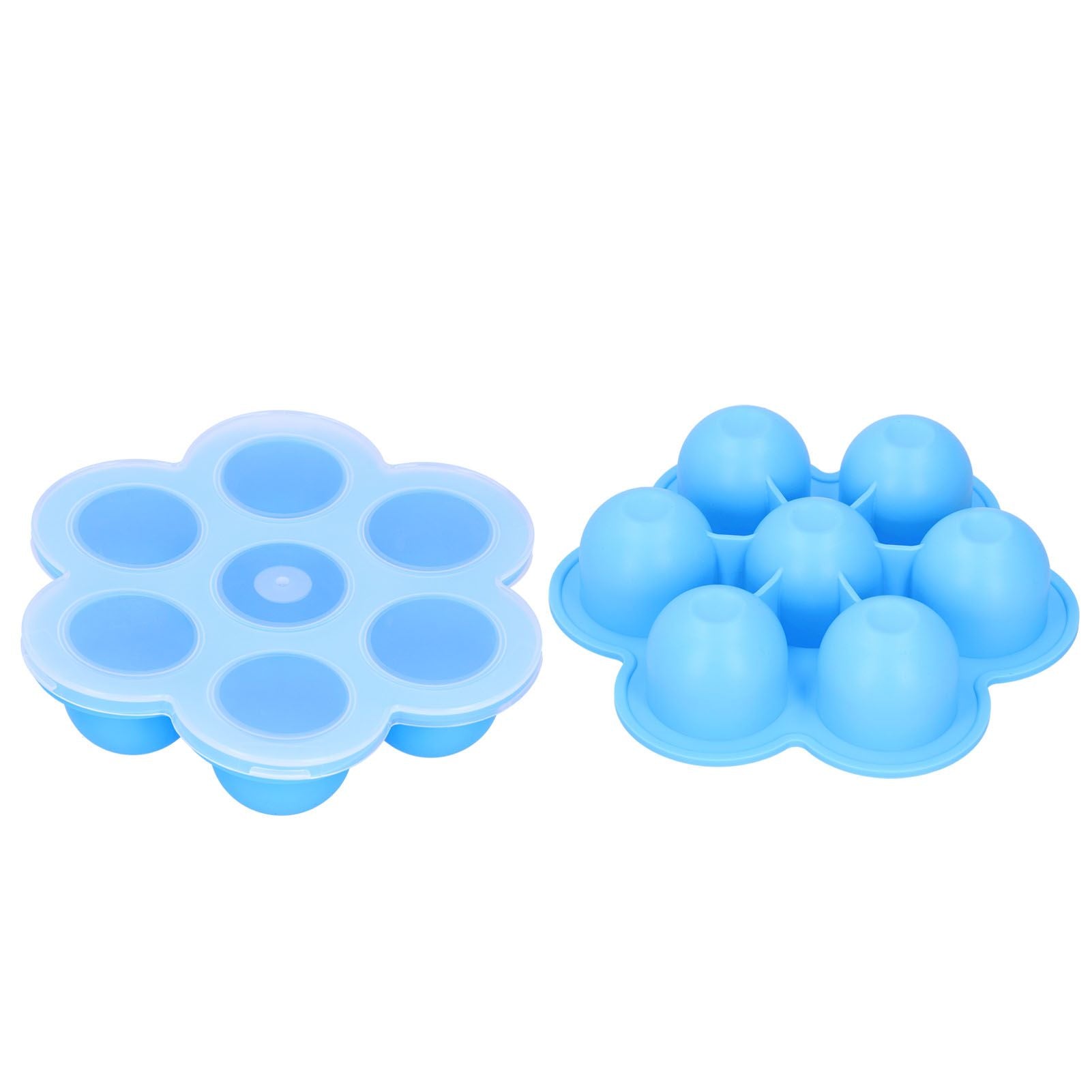 7‑Grid Sky Blue Baby Food Supplement Box Silicone Food Storage Container with Lid for Baby