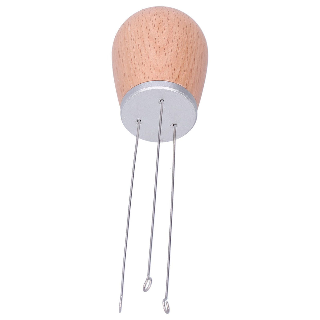 Needle Type Coffee Powder Distributor Wood Handle Coffee Stirrer Distribution Tool(Silver Cover Beech )